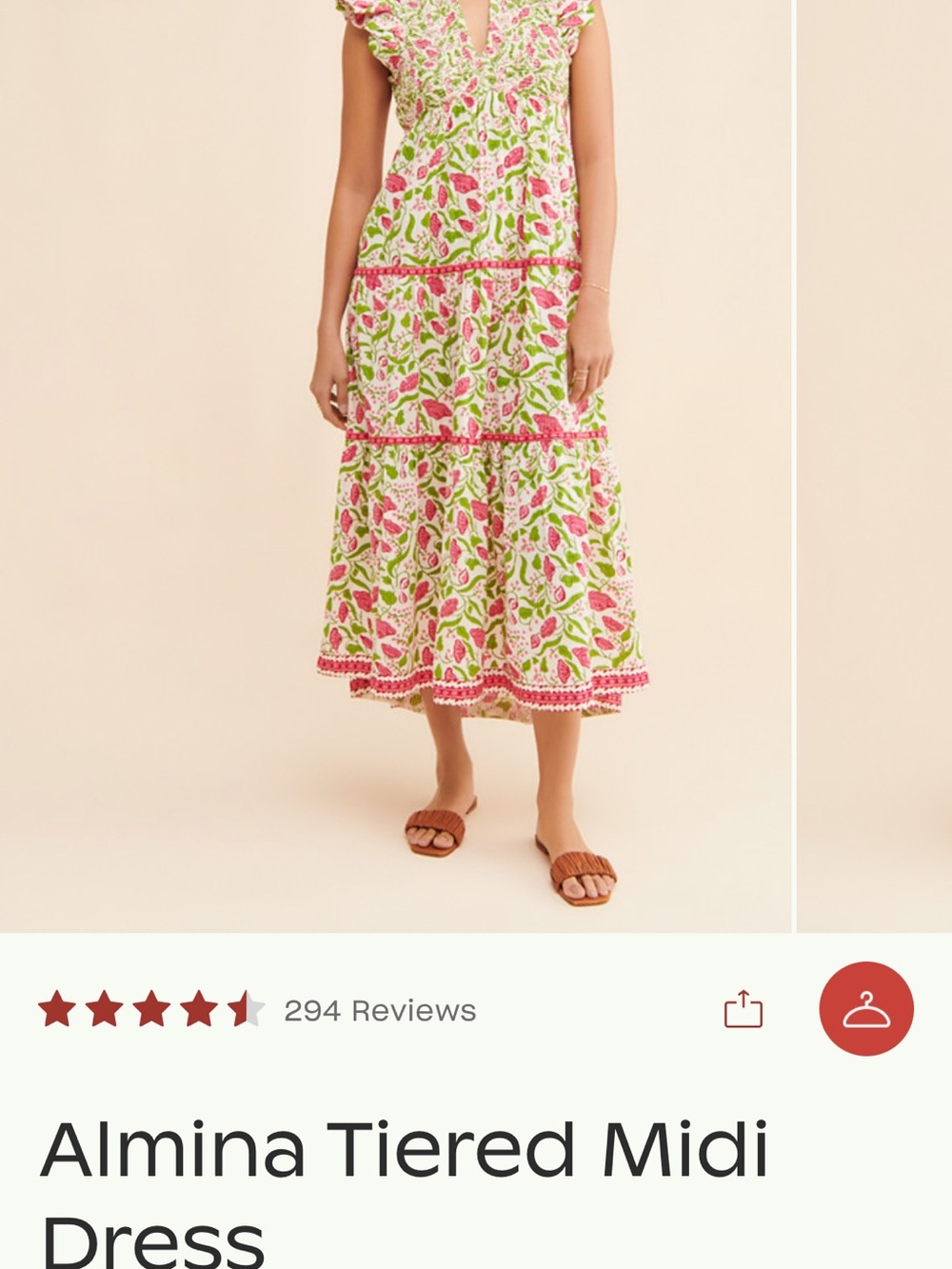SAYLOR Floral Tiered Midi Skirt - Pink & Green